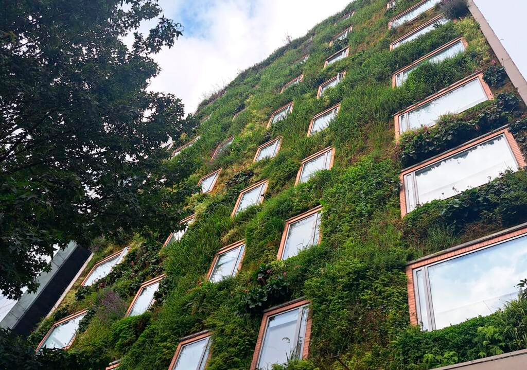 Jardín vertical del Hotel B3 con más de 25,000 plantas nativas en la fachada
